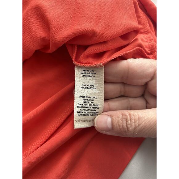 Soft Surroundings Draped Front V-Neck Blouse Womens Size XL Orange Bell Sleeve - Picture 5 of 8